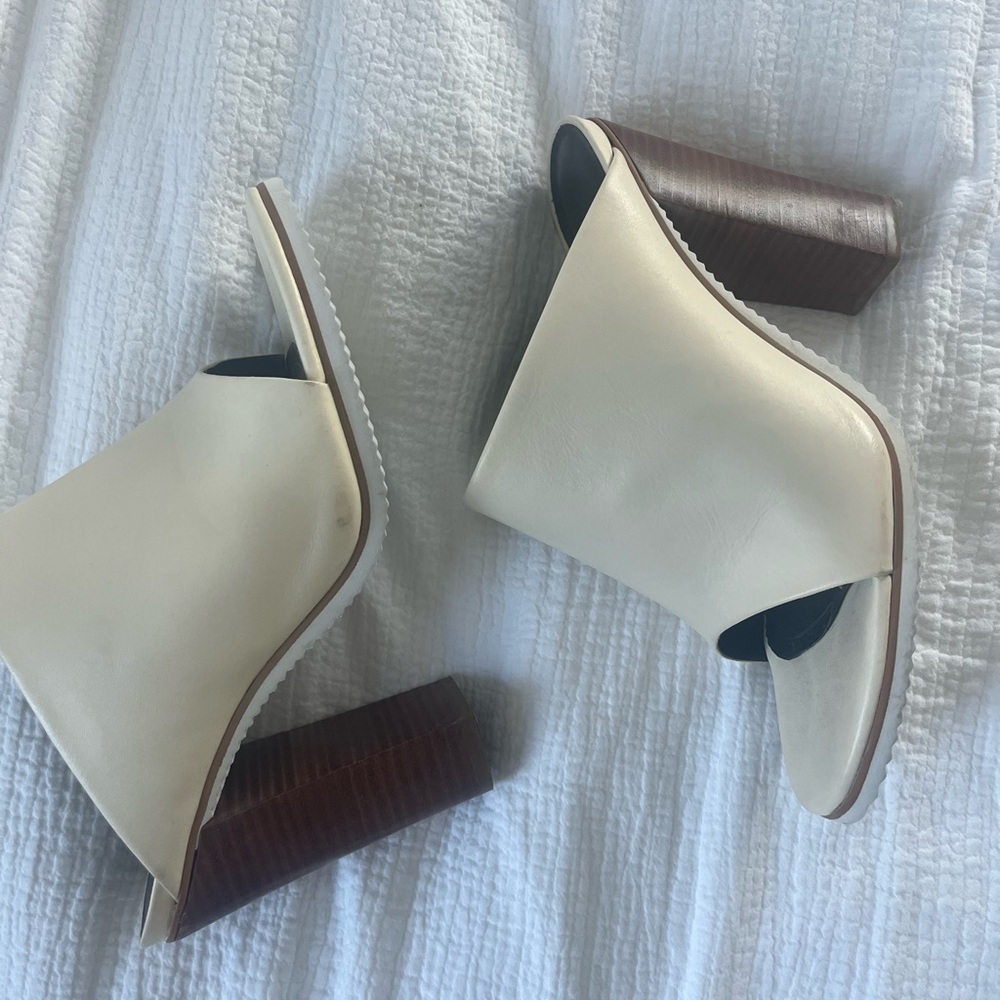 Tibi cream heel mules size 39.5